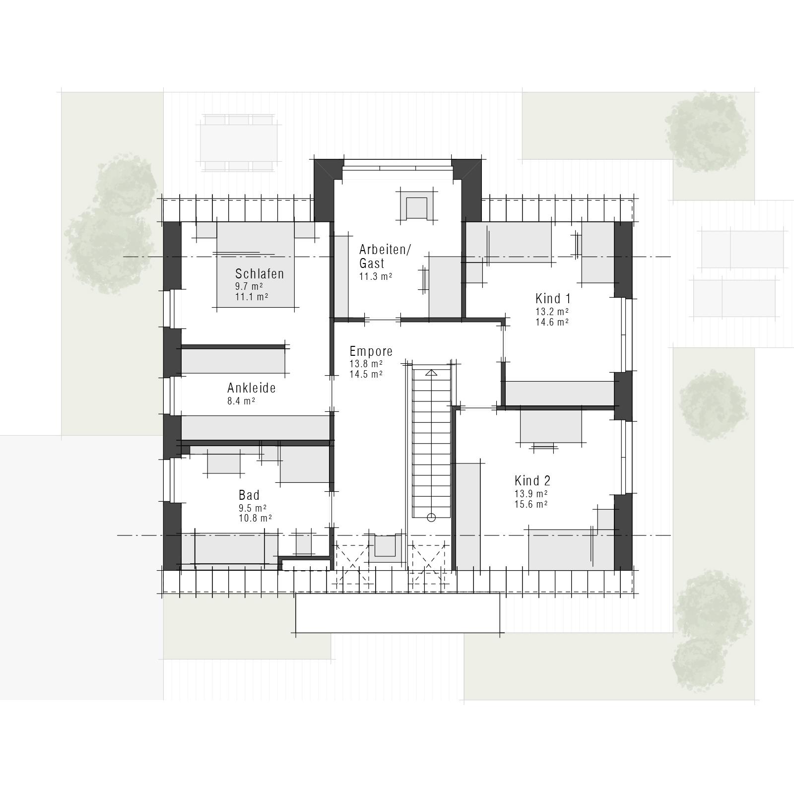 Grundriss Dachgeschoss eines Einfamilienhauses Maxime 610 von Viebrockhaus im Stil Modern