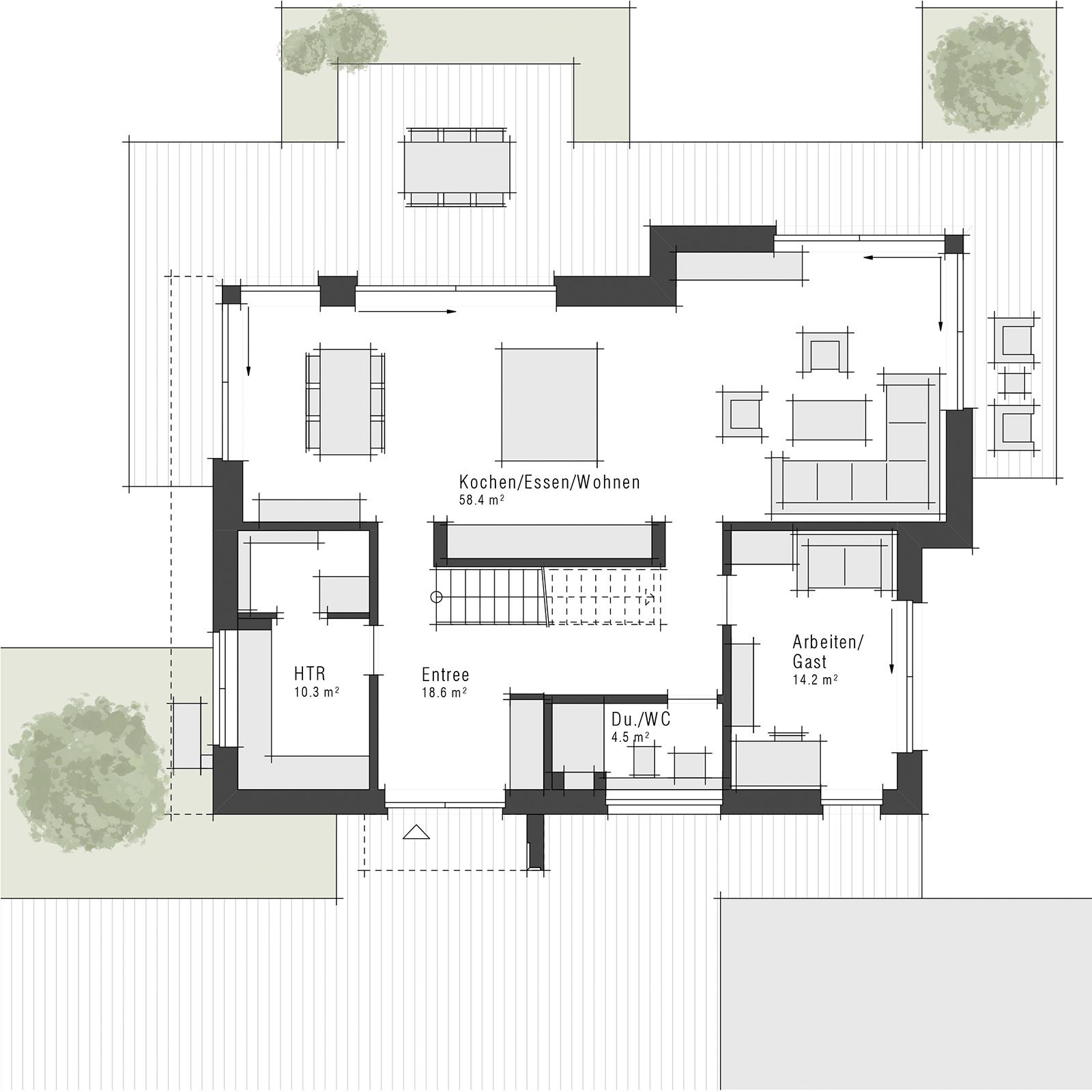 Grundriss Stadtvilla Edition 660 II von Viebrockhaus - Erdgeschoss