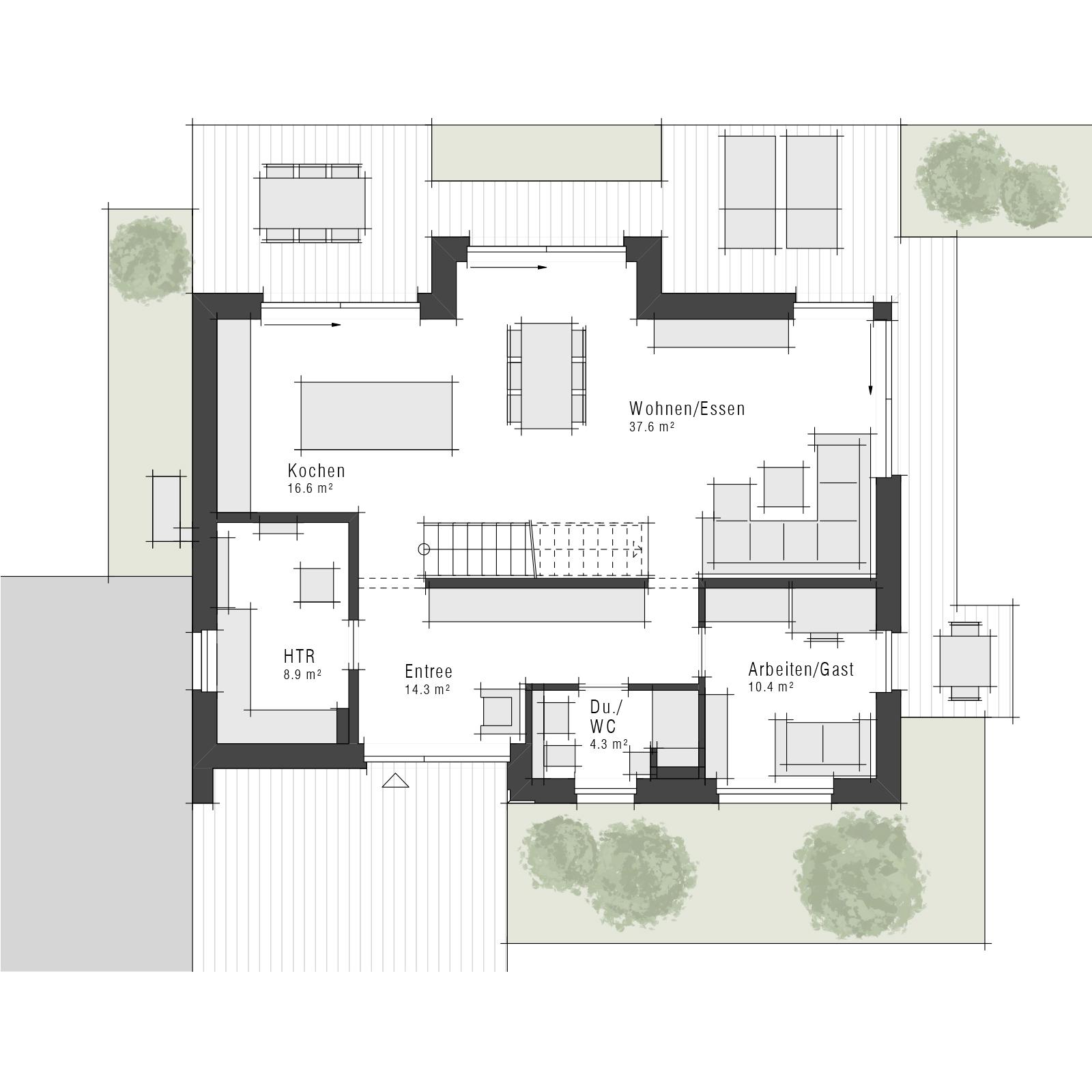 Grundriss Stadtvilla Edition 480 II von Viebrockhaus - Erdgeschoss
