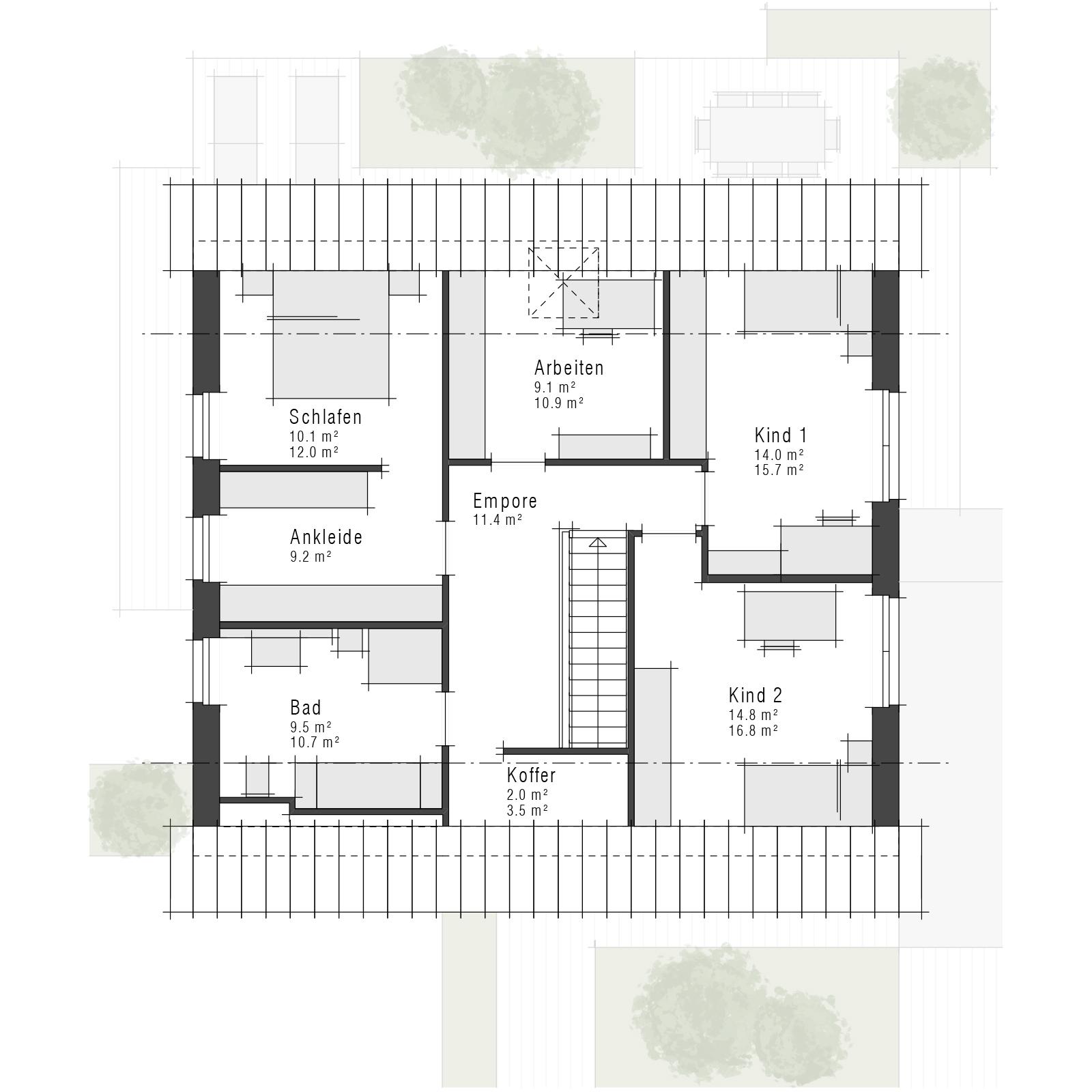 Grundriss des Dachgeschosses des Einfamilienhauses Maxime 700 von Viebrockhaus