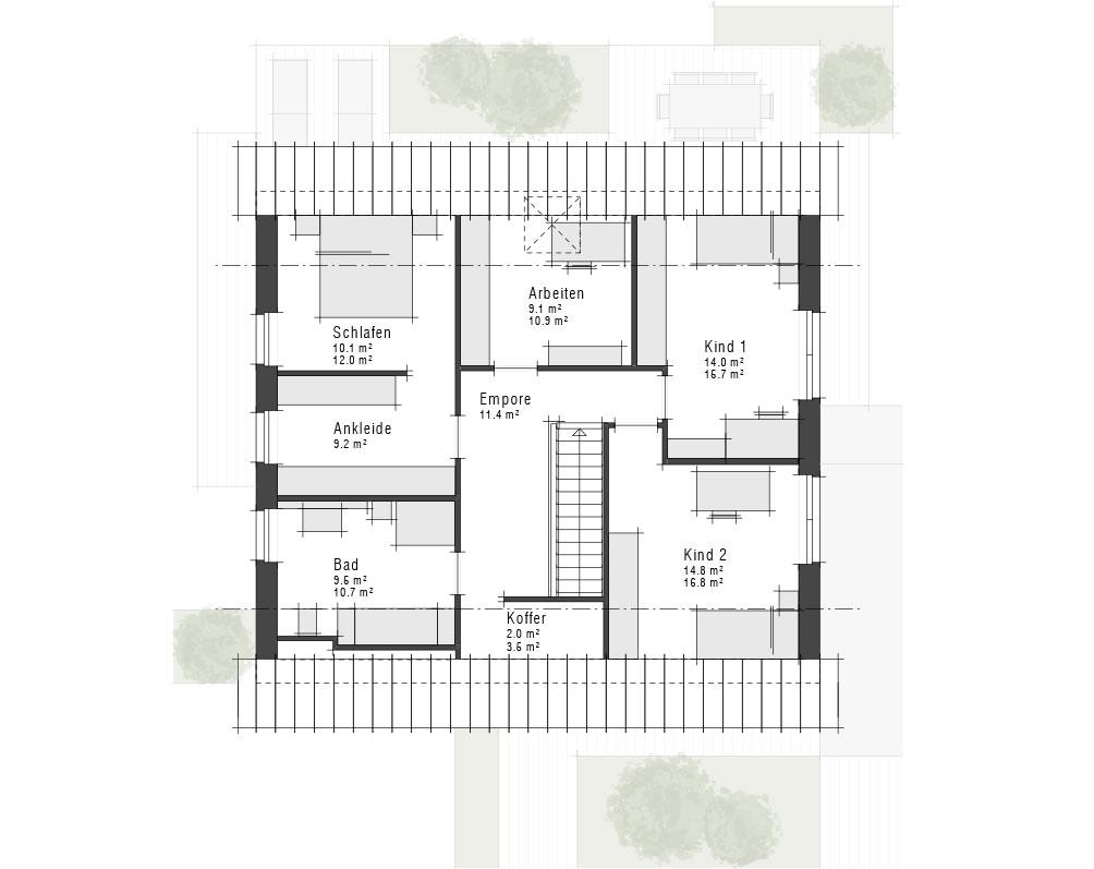 Grundriss des Dachgeschosses des Einfamilienhauses Maxime 700 von Viebrockhaus