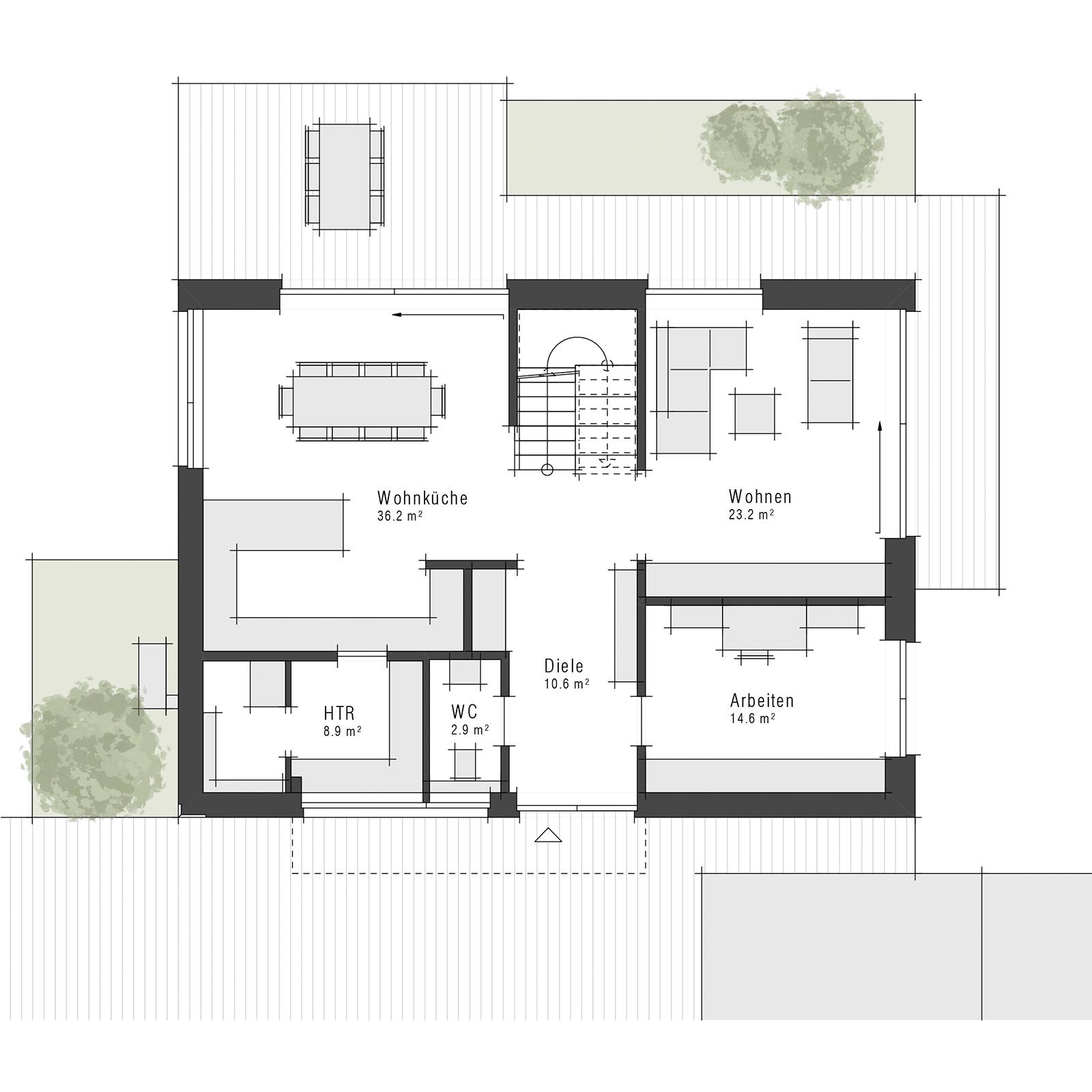 Grundriss Erdgeschoss eines Einfamilienhauses Edition 630 von Viebrockhaus