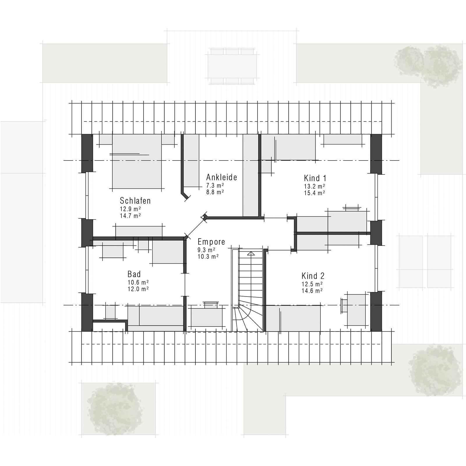Grundriss Dachgeschoss des Maxime 300 als Einfamilienhaus von Viebrockhaus