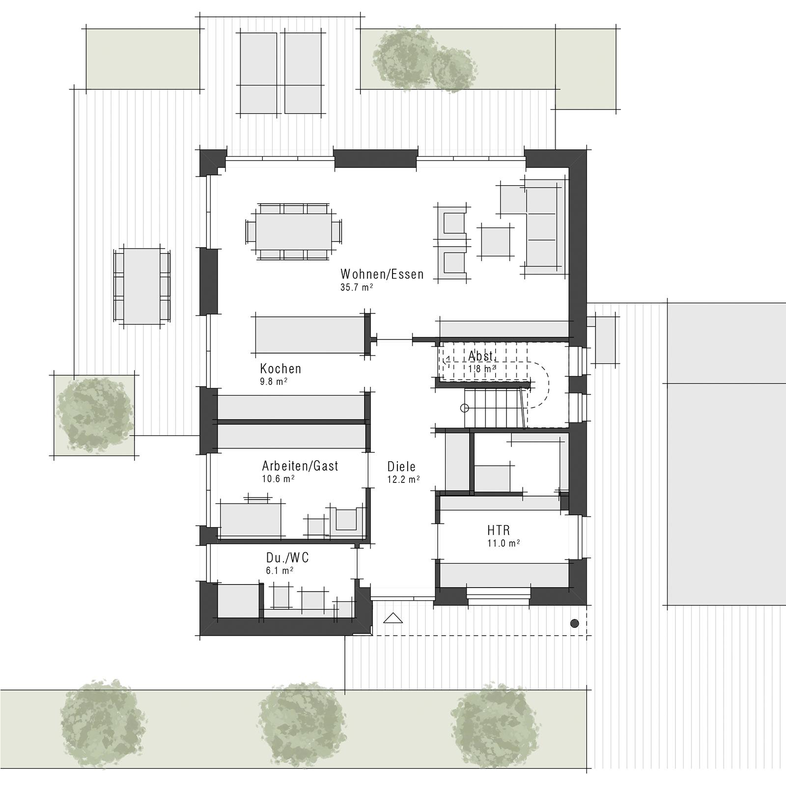 Grundriss Erdgeschoss eines Einfamilienhauses Edition 600 von Viebrockhaus