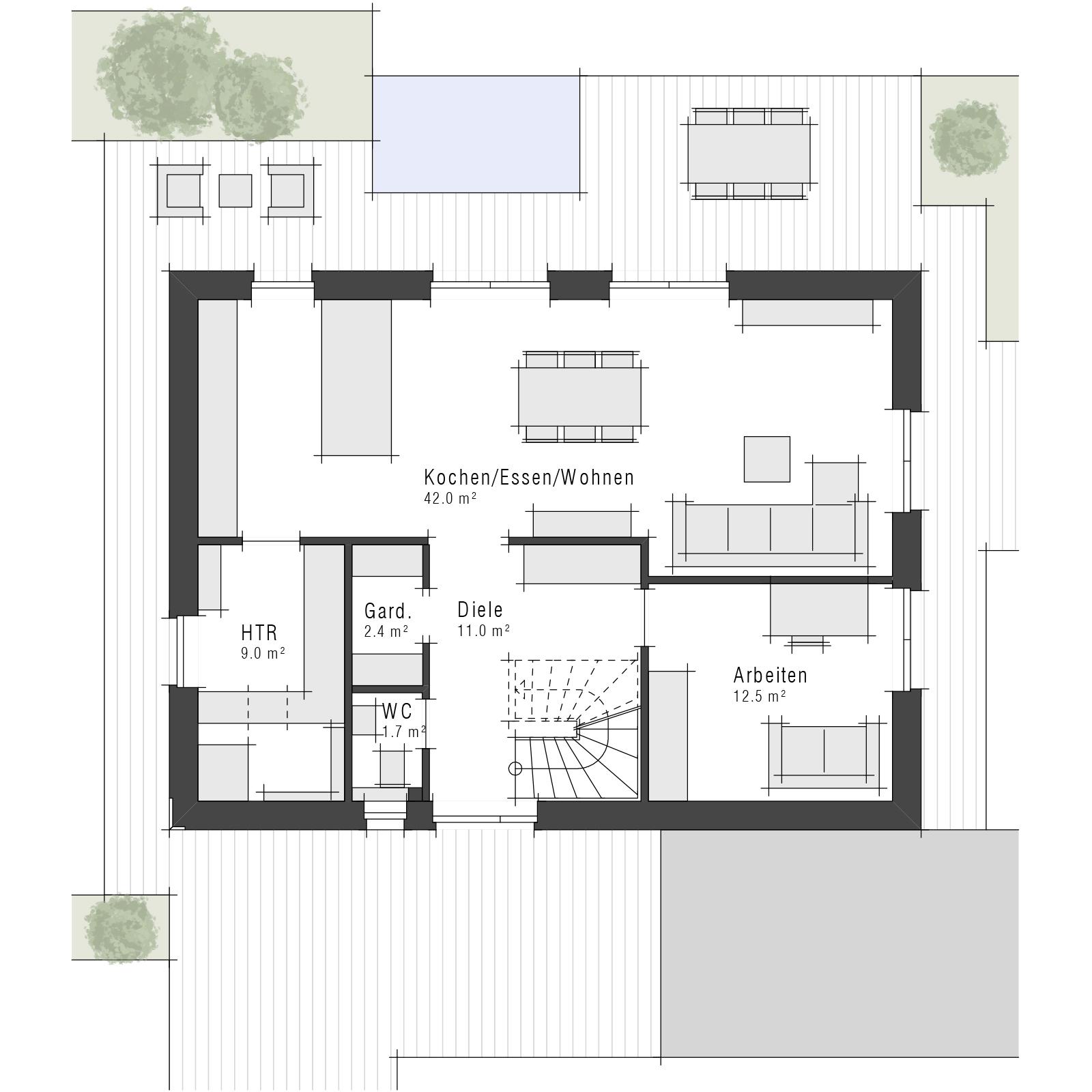 Grundriss vom Erdgeschoss des V3 Limited - Einfamilienhaus von Viebrockhaus