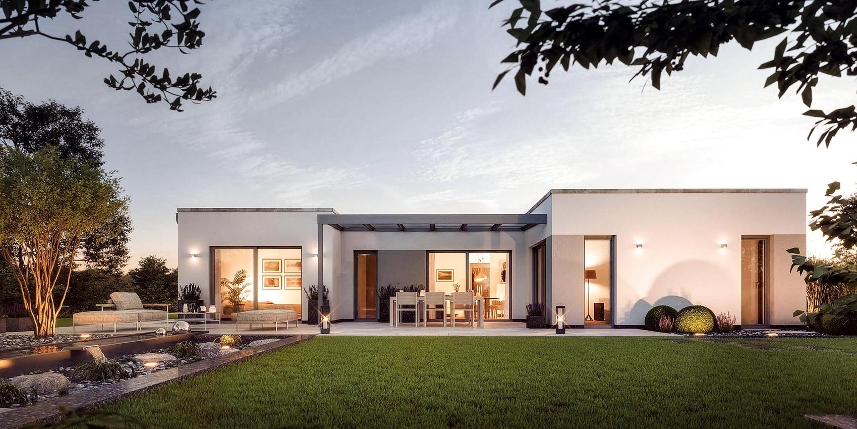 Bungalow bauen mit Viebrockhaus - Ansicht aus dem Garten
