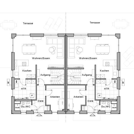 Grundriss Erdgeschoss Maxime 1020 D von Viebrockhaus