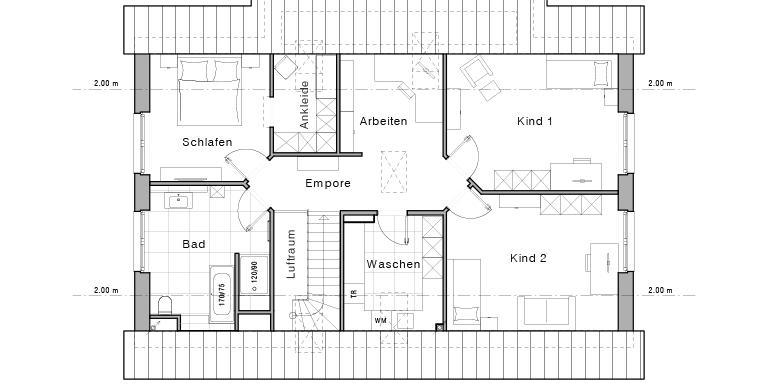 Grundriss eines Zweifamilienhauses von Viebrockhaus