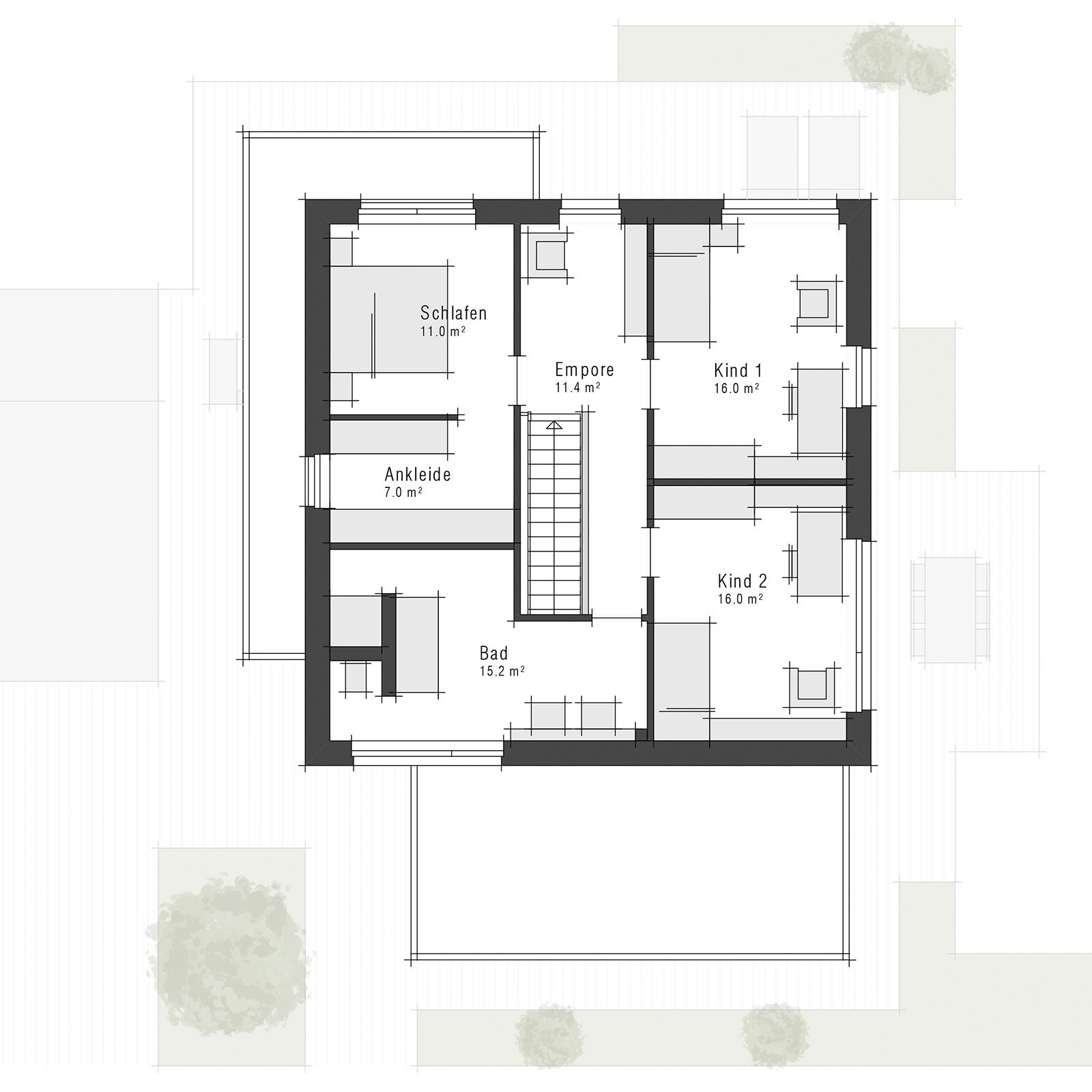 Grundriss des Obergeschosses der Stadvilla Edition 900 II von Viebrockhaus