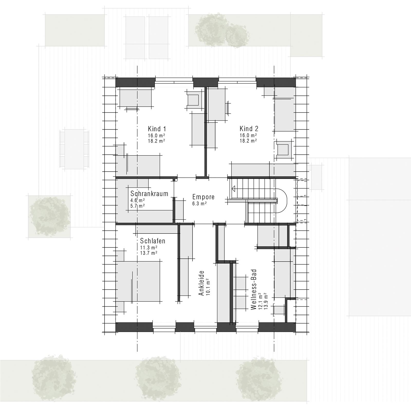 Grundriss Dachgeschoss mit Giebeleingang eines Einfamilienhauses Edition 600 von Viebrockhaus