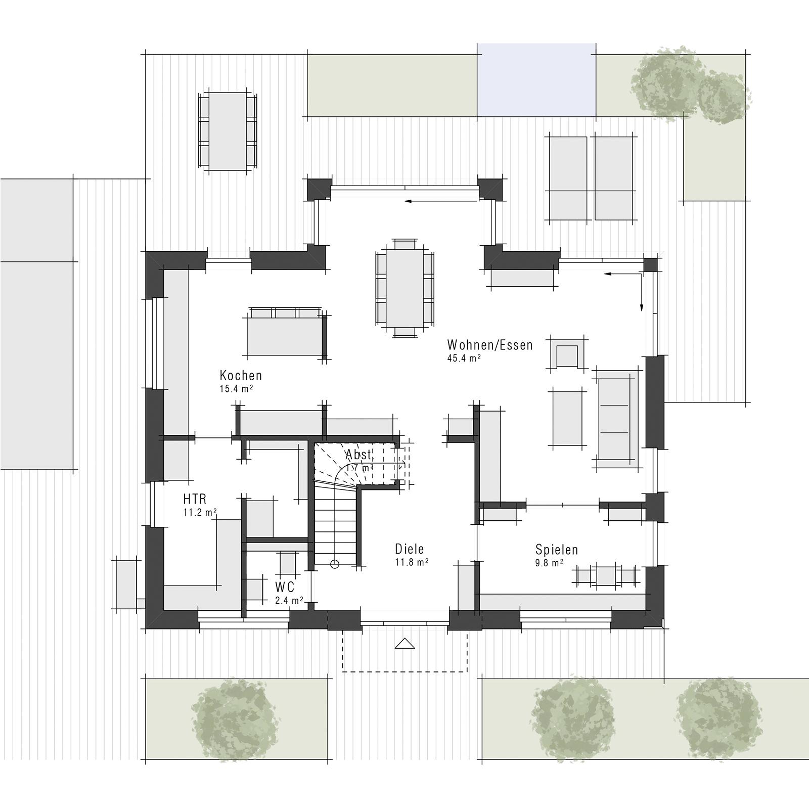 Grundriss Stadtvilla Edition 425 II von Viebrockhaus - Erdgeschoss