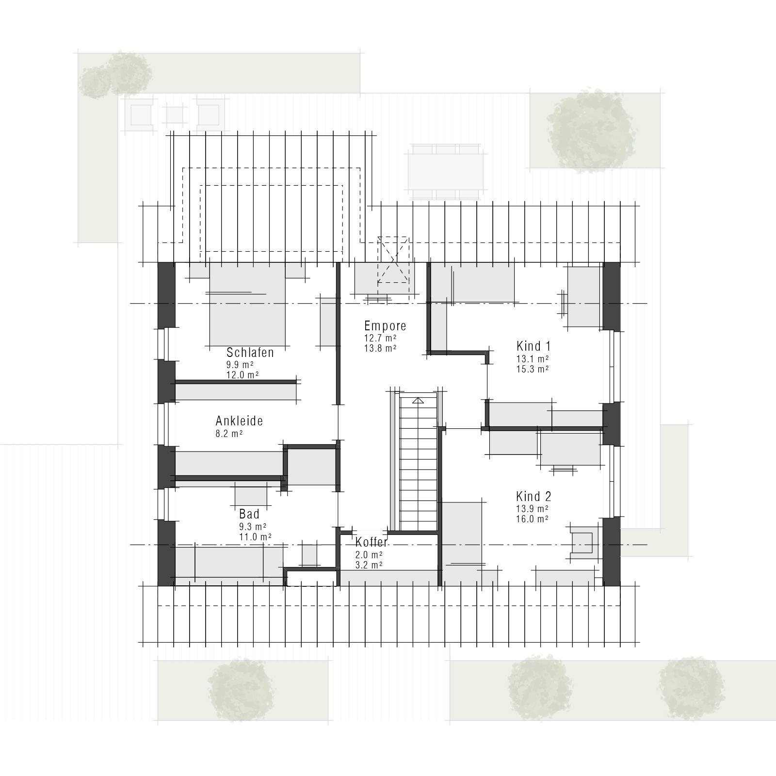 Grundriss Dachgeschoss eines Einfamilienhauses Maxime 450 von Viebrockhaus